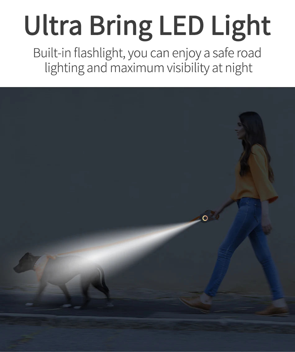 Dog Retractable Leash With Light