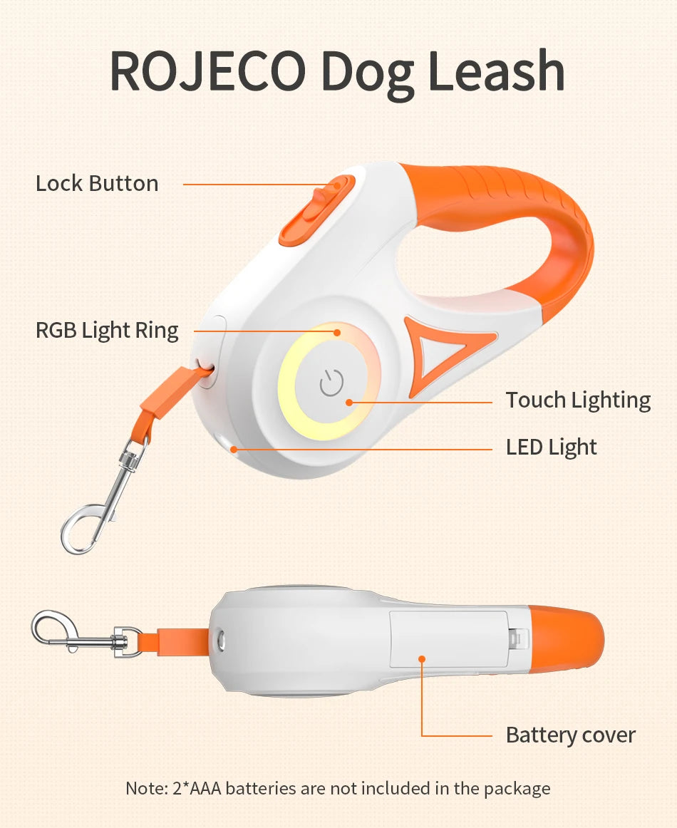 Dog Retractable Leash With Light