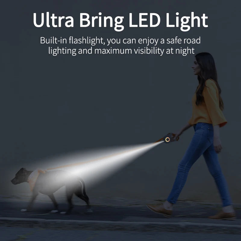 Dog Retractable Leash With Light